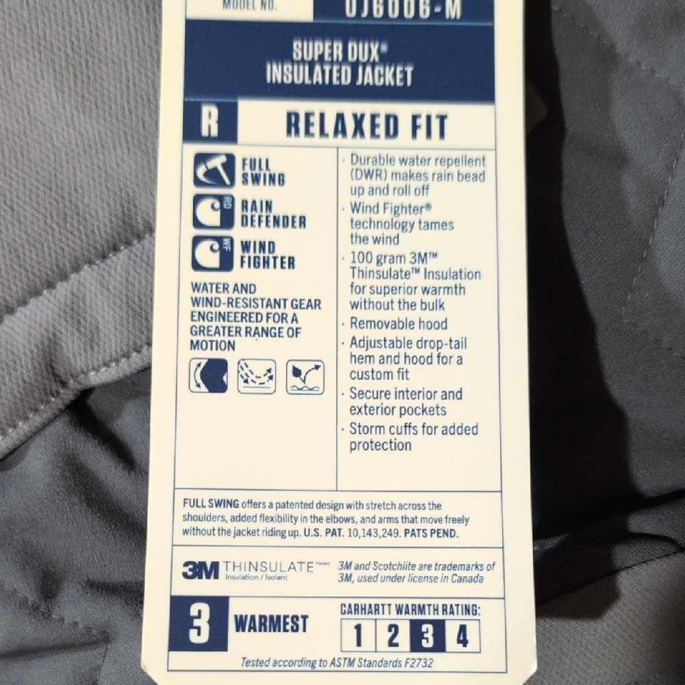 Carhartt Men’s XXL Hamilton Super Dux Jacket Gray - Picture 8 of 9